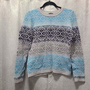 Talbots Gray and Blue Knit Sweater M